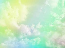 beauty sweet pastel green yellow colorful with fluffy clouds on sky. multi color rainbow image. abstract fantasy growing light photo