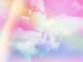 beauty sweet pastel yellow pink colorful with fluffy clouds on sky multi color rainbow image abstract fantasy growing light photo
