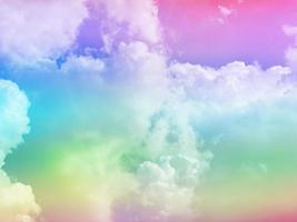 beauty sweet pastel green purple  colorful with fluffy clouds on sky. multi color rainbow image. abstract fantasy growing light