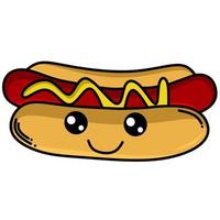 vector image of a cute and funny hotdog.