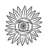 imagen del logotipo de ojo y girasol vector