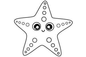 arte lineal de estrellas de mar para colorear libro vector