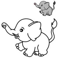 dibujo vectorial de elefante para colorear libro vector