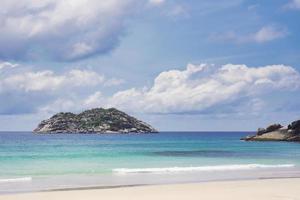 Mahe, on grand anse beach, looking at the bull island, calm sea and beautiful weather photo