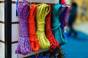 Multicolored climbing ropes for climbing photo