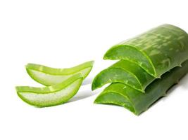 Aloe vera sliced, isolated on a white background, close up photo