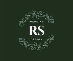 colección de logotipos de monogramas de boda con letras iniciales rs, plantillas florales y minimalistas modernas dibujadas a mano para tarjetas de invitación, guardar la fecha, identidad elegante para restaurante, boutique, café en vector