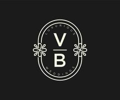 plantilla de logotipos de monograma de boda con letras iniciales vb, plantillas florales y minimalistas modernas dibujadas a mano para tarjetas de invitación, guardar la fecha, identidad elegante. vector