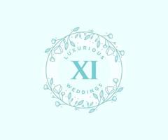 XI Initials letter Wedding monogram logos template, hand drawn modern minimalistic and floral templates for Invitation cards, Save the Date, elegant identity. vector