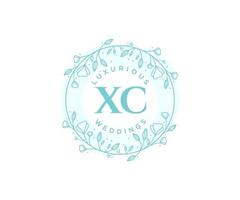 XC Initials letter Wedding monogram logos template, hand drawn modern minimalistic and floral templates for Invitation cards, Save the Date, elegant identity. vector