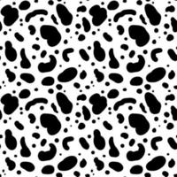 Cow seamless pattern. Black cartoon spots. Dalmatin or moo skin. Vector print