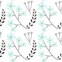 Trendy Floral pattern. Seamless vector texture. For fashion prints. Printing with in hand drawn style bright blue background.