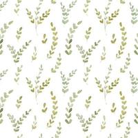 Botanical watercolor green branches pattern. Vector EPS10