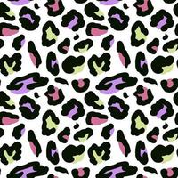 Leopard seamless pattern. Vector animal print. Multi colored spots on a white background. Jaguar, leopard, cheetah, panther fur. Leopard skin imitation can be painted on clothes or fabric.