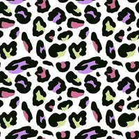 Leopard seamless pattern. Vector animal print. Multi colored spots on a white background. Jaguar, leopard, cheetah, panther fur. Leopard skin imitation can be painted on clothes or fabric.