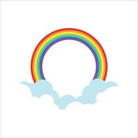 arco iris con nubes colorida ilustración aislada vector