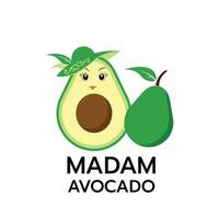 Cute madam avocado cartoon kawaii character vector