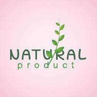 Natural product logo design template . Branch with green leaves vector