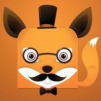 hipster face fox square style vector