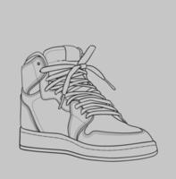 el arte lineal de zapatos de baloncesto más famoso vector