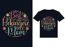 las mejores ilustraciones de mamá pequinesa para el diseño de camisetas listas para imprimir vector