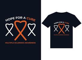 Hope for A Cure Multiple Sclerosis Awareness illustrations for print-ready T-Shirts design vector