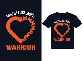 Multiple Sclerosis Warrior illustrations for print-ready T-Shirts design vector