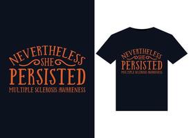 Nevertheless She Persisted Multiple Sclerosis Awareness illustrations for print-ready T-Shirts design vector
