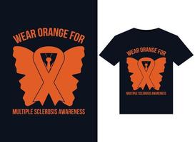 Wear Orange For Multiple Sclerosis Awareness illustrations for print-ready T-Shirts design vector