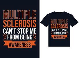 Multiple Sclerosis Can't Stop me from being Awareness illustrations for print-ready T-Shirts design vector