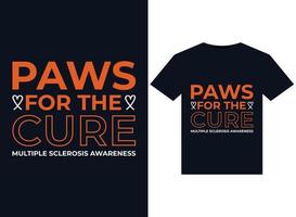 Paws for The Cure Multiple Sclerosis Awareness illustrations for print-ready T-Shirts design vector