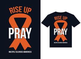 Rise Up and Pray Multiple Sclerosis Awareness illustrations for print-ready T-Shirts design vector