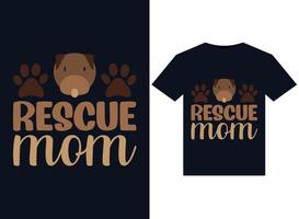 ilustraciones de mamá de rescate para el diseño de camisetas listas para imprimir. vector