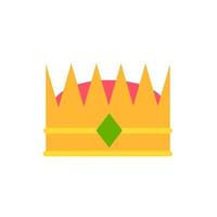 Crown of king icon. Queen golden tiara. Medieval attribute of monarch. Symbol of success and victory, awards. Flat cartoon vector