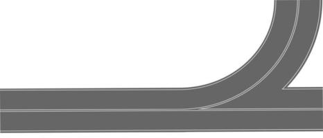 Straight turning road top view. Highway part with marking. Asphalt roadway element for city map vector