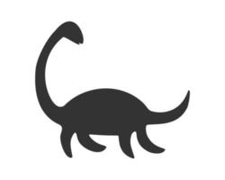 silueta de monstruo nessie o loch ness aislada sobre fondo blanco. icono de dinosaurio plesiosaurio vector