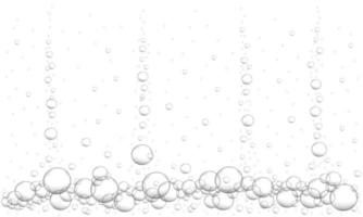 fondo de burbujas bajo el agua. bebida gaseosa carbonatada, cerveza, champán, seltzer, cola, soda, textura de limonada. corriente de agua de mar o acuario vector