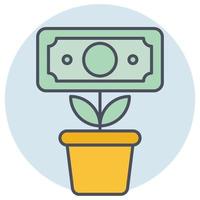 Filled color outline icon for money plant. vector