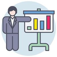 Filled color outline icon for analytics presentation. vector