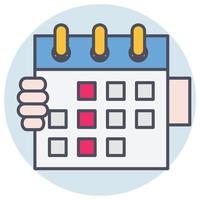 Filled color outline icon for calendar. vector