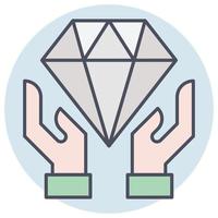 Filled color outline icon for diamond. vector
