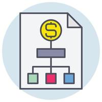 Filled color outline icon for finance chart. vector