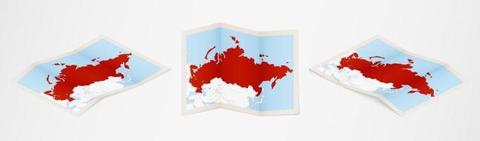 Folded map of Russia in three different versions. vector