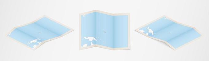 Folded map of Marshall Islands in three different versions. vector