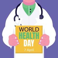 illustration vector graphic of a doctor holding a board, perfect for international day, world health day, celebrate, greeting card, etc.