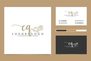 Initial CQ Feminine logo collections and business card templat Premium Vector