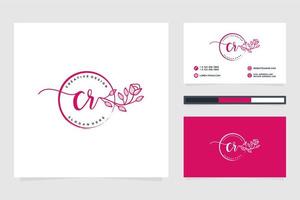 Initial CR Feminine logo collections and business card templat Premium Vector