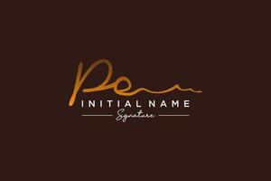 Initial PE signature logo template vector. Hand drawn Calligraphy lettering Vector illustration.