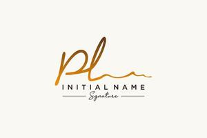 Initial PL signature logo template vector. Hand drawn Calligraphy lettering Vector illustration.