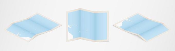 Folded map of Tuvalu in three different versions. vector